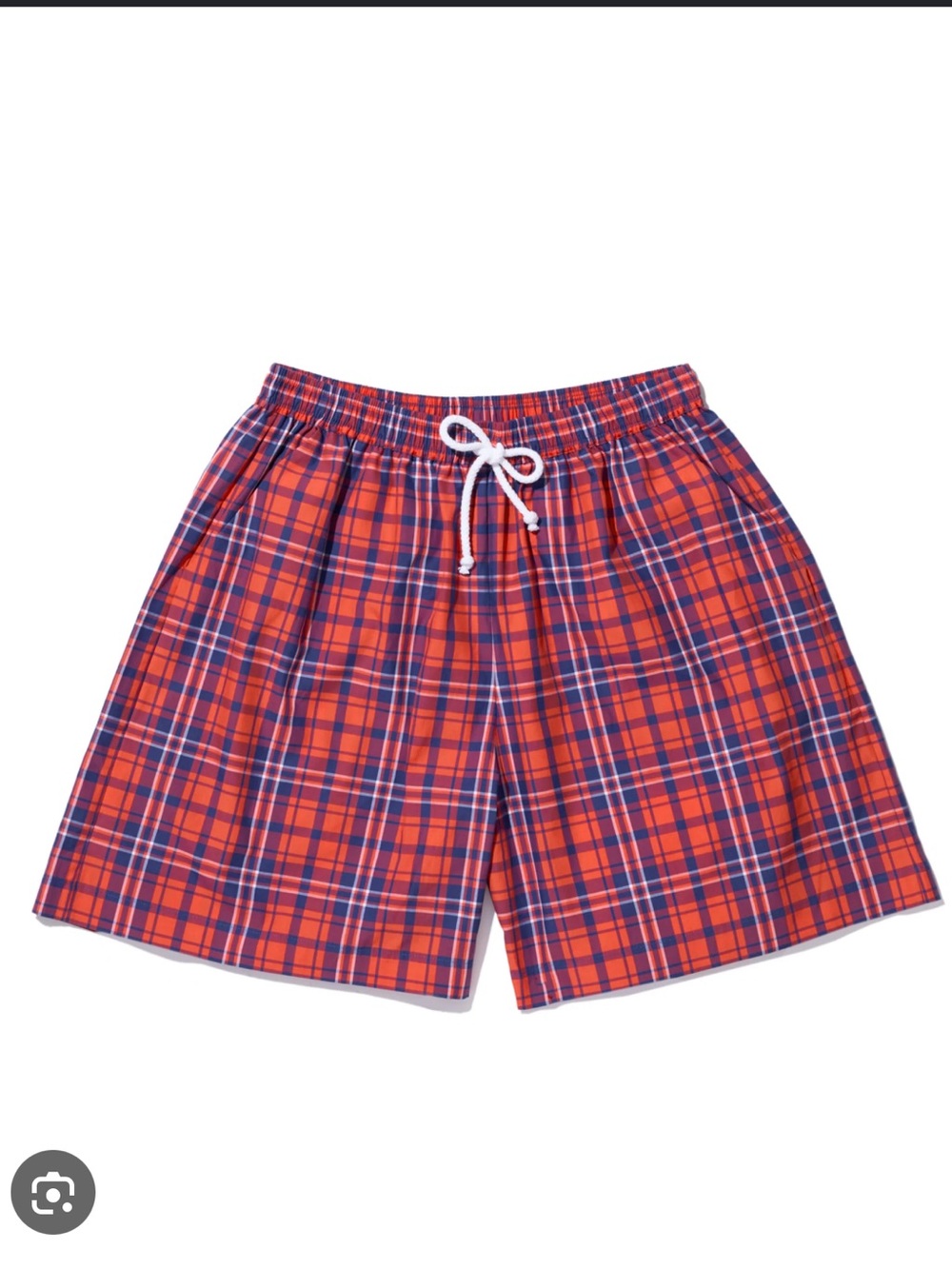 NWT Kule Plaid Squid Shorts in Poppy / Navy Blue